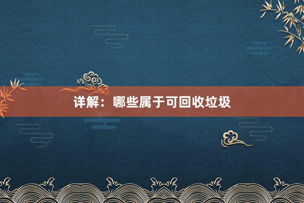 详解：哪些属于可回收垃圾